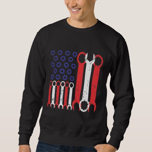 Moletom American Flag Mechanic Tools USA Love Craftsman (Frente)