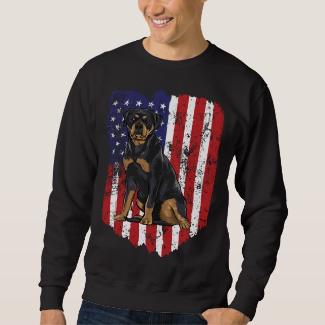 Moletom American Flag Rottweiler 4th Of July USA (Frente)