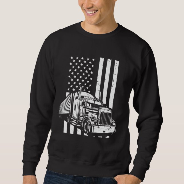 Moletom American Flag Semi Truck Trucker (Frente)