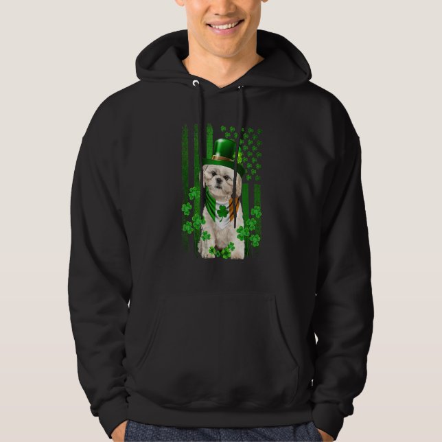 Moletom American Flag Shih Tzu Dog Hat Irish St Patricks D (Frente)
