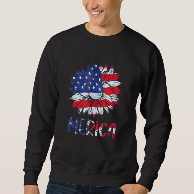 Moletom American Flag Sunflower Para 4 De Julho (Frente)