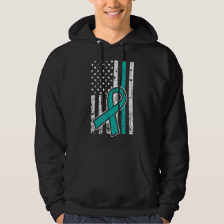 Moletom American Flag Teal Ribbon Cool Ovarian Cancer Awar