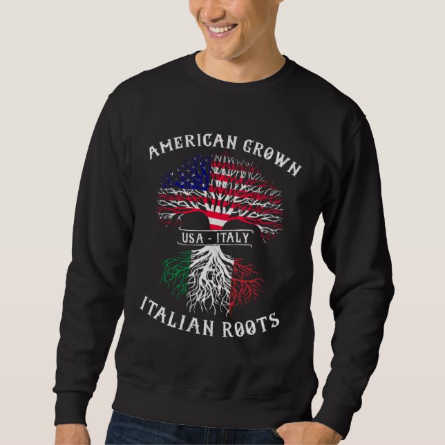 Moletom American Grown Italian Roots Italy Flag Pride Cool (Frente)