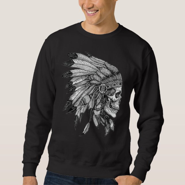 Moletom American Motorcycle Skull Native Indian Eagle Chie (Frente)