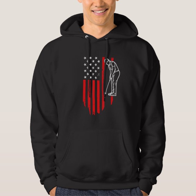 Moletom American Patriotic Golfer Usa Flag Retro Golf (Frente)