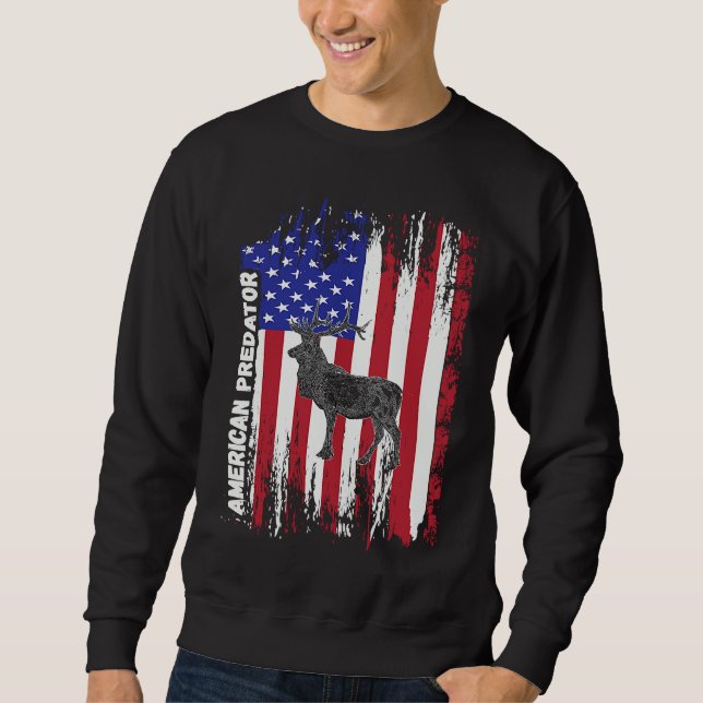 Moletom American Predator Patriotic American Flag ELK Hunt (Frente)