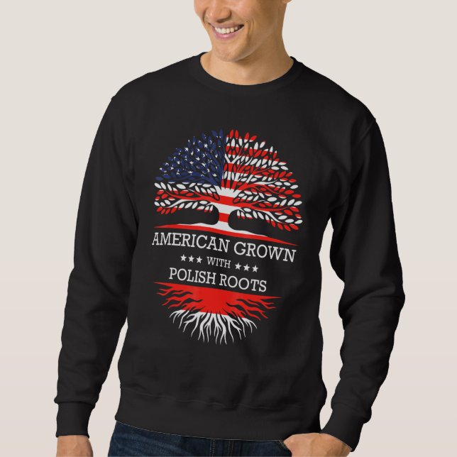 Moletom Americano Cresceu Com Bandeira Polonesa (Frente)