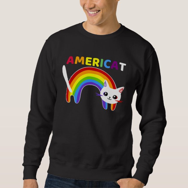 Moletom Americat LGBT Meowica Happyy Fourth of Julyy (Frente)