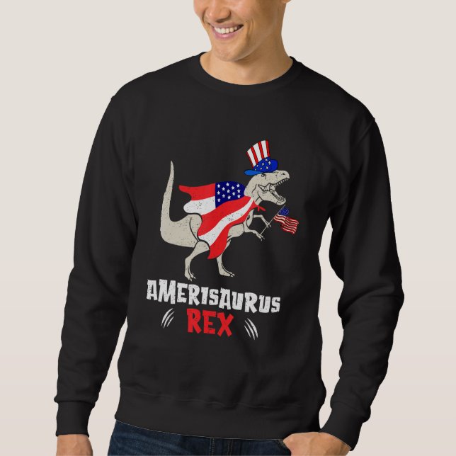 Moletom Amerisaurus Rex American Flag 4th of July T Rex Di (Frente)
