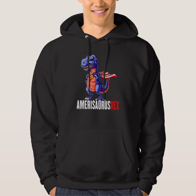 Moletom Amerisaurus T Rex Dinosaur American Flag 4th of Ju (Frente)