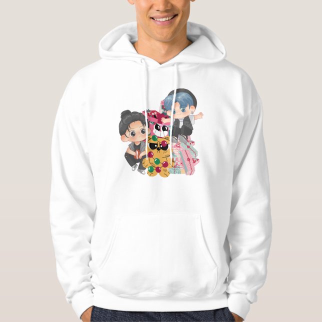 Moletom Amigos de Anime Chibi Presente de Férias Mágico (Frente)