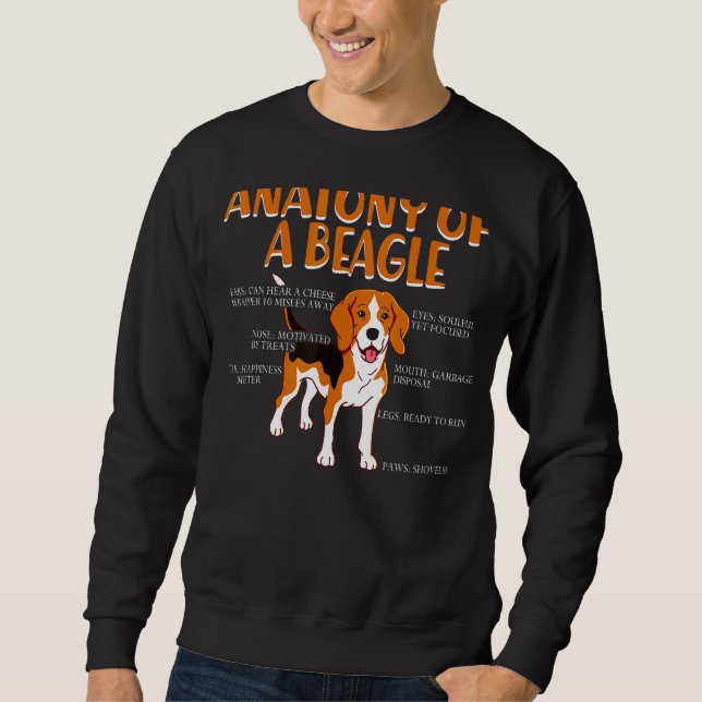 Moletom Anatomia De Cães De Beagle Eu Amo Animais Cachorro (Frente)
