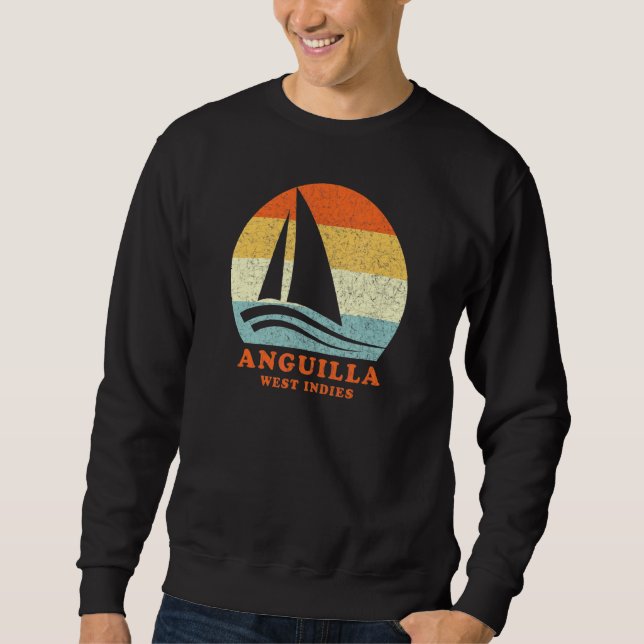 Moletom Anguilla West Indies Vintage Retro Sailboat Sailbo (Frente)