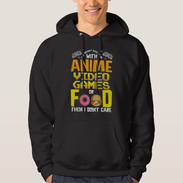 Moletom Anime Videos games ou Comida ou não me importo (Frente)
