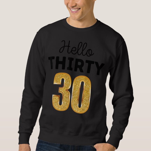 Moletom aniversário de 30 anos Hello, Trinta Quadrados (Frente)
