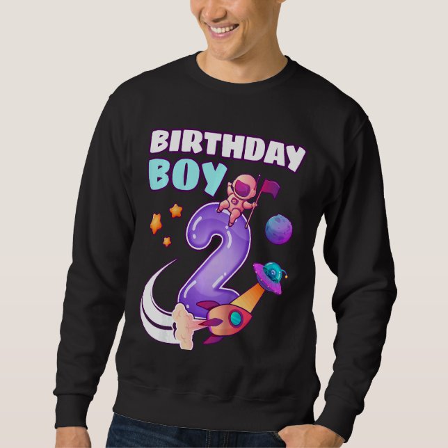 Moletom Aniversário de criança Rapaz Espacial Astrona, 2 A (Frente)