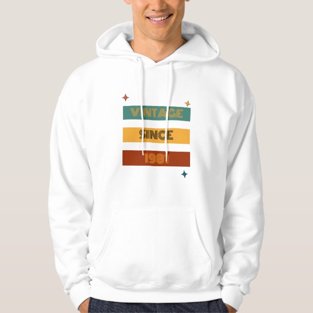 Moletom Aniversário Personalizado Retro Qualquer Idade Vin (Frente)