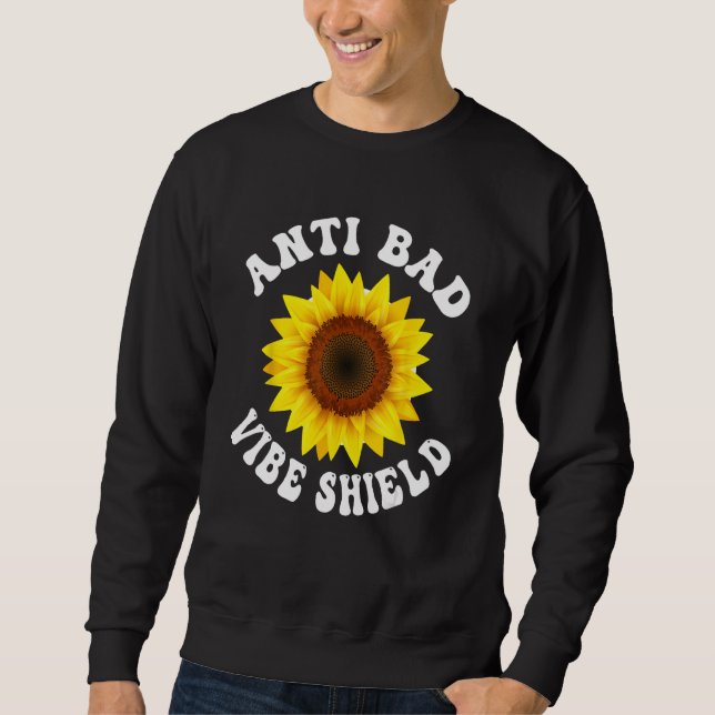 Moletom Anti Bad Vibe Shield  Hippie Groovy Peace Kindness (Frente)