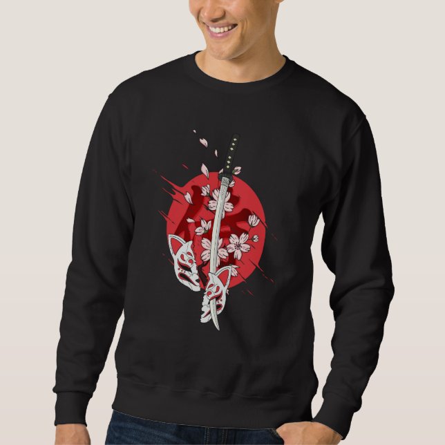 Moletom Antiga Espada Katana de Samurai Japonês Flor de Ce (Frente)