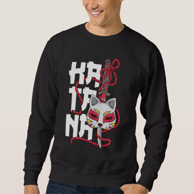 Moletom Antiga máscara japonesa Cherry Blossom Samurai Kat (Frente)