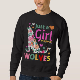Moletom Apenas Uma Menina Que Ama Lobos Floral Howling Wat