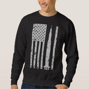 Moletom Apollo 11 Saturn V Rocket Vintage Flag Space Astro