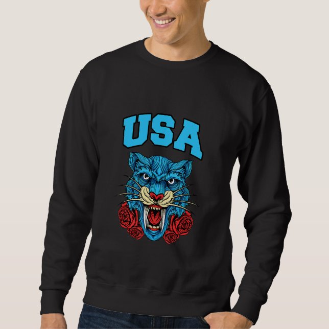 Moletom Aproveite Os Eua Com Gráfico De Ilustração De Tigr (Frente)