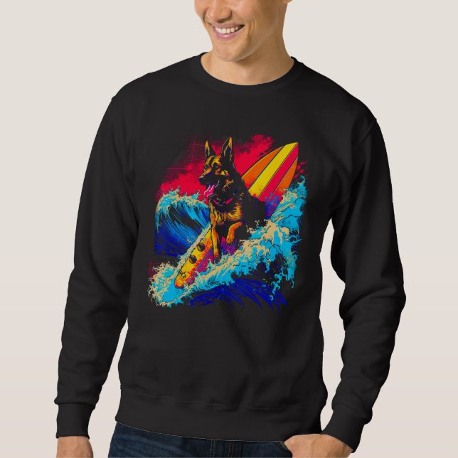 Moletom Art German Shepherd Dog Surf Surfing (Frente)