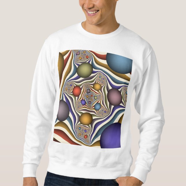 Moletom Arte abstrata fractal moderna colorida voadora (Frente)