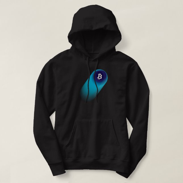 Moletom Arte Bitcoin (Cometa - Estilo 1, Preto) (Frente do Design)
