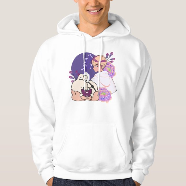 Moletom Arte de Anime Boy e Animais com Adesivo de Olho (Frente)
