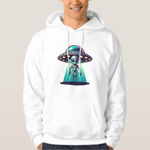 Moletom Arte de IA com OVNI transportando um Alien
