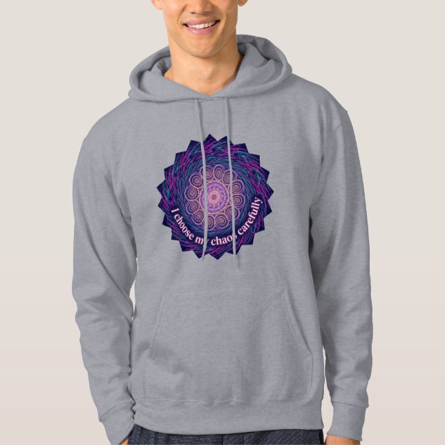 Moletom Arte de Mandala Neon de Citação de Caos Neurodiver (Frente)