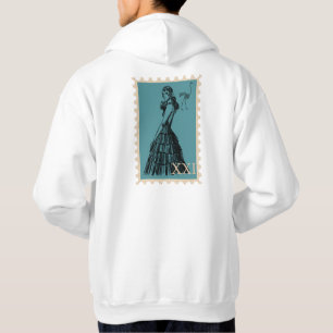 Moletom Arte de selo de moda verde azulado Esqueleto de av