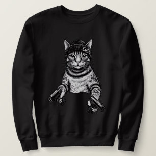 Moletom Arte de Tatuagem de Gato Gangster Kitty Legal de