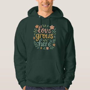 Moletom Arte de Tipografia Cottagecore Amor Cresce Aqui