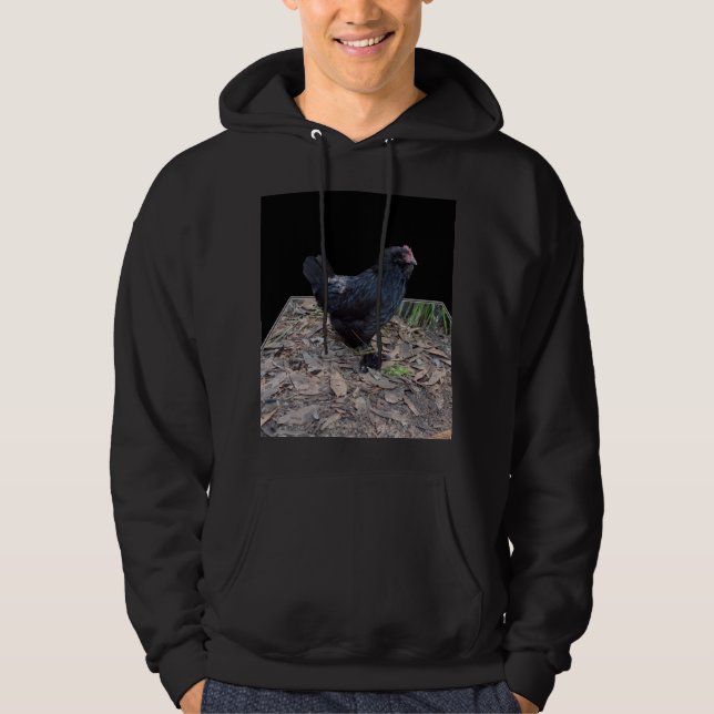 Moletom Arte Dimensionada De Galo Fluffy Preto, (Frente)