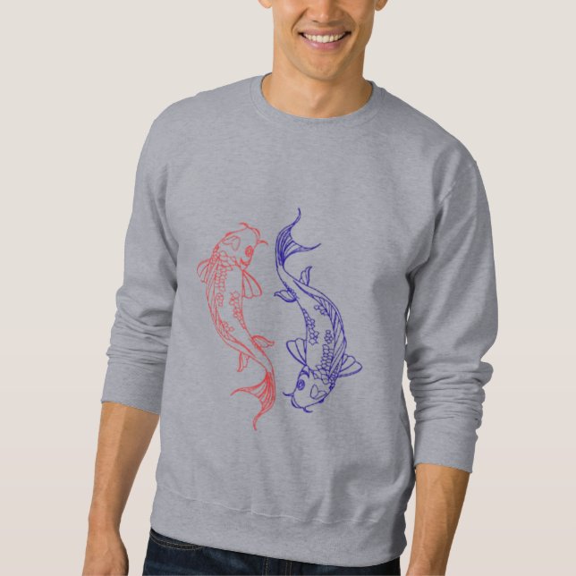 Moletom Arte do círculo Koi Vermelho e Azul  (Frente)