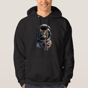 Moletom Arte em Aquarela de Gato Astronauta no Espaço