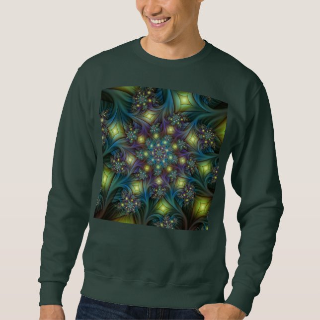 Moletom Arte Fractal Roxa Roxa Abstrato brilhante iluminad (Frente)