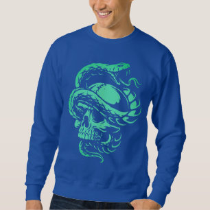 Moletom Arte Gótica Caveira Neon e Serpente