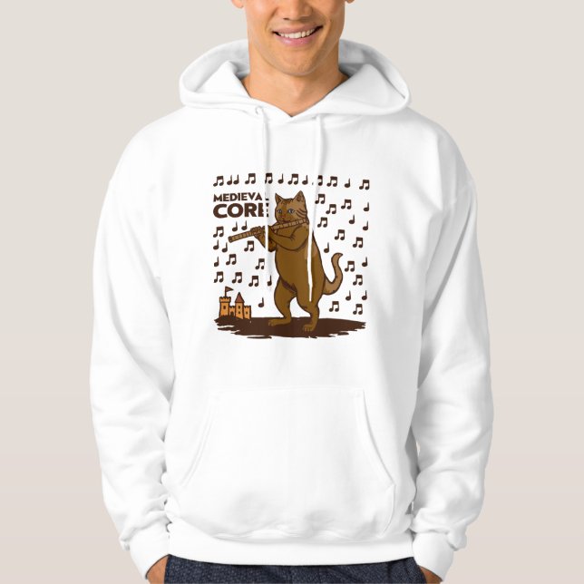 Moletom Arte Medieval do Gato Engraçado Tocando Flauta (Frente)