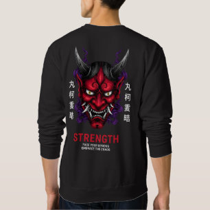 Moletom Arte Motivacional de Força com Máscara Oni Japones