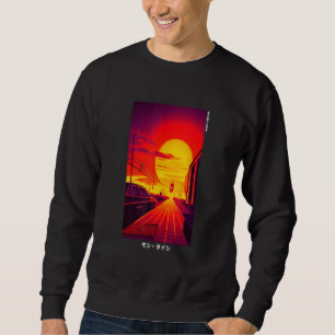 Moletom Arte Otaku de Synthwave Retro Japonês Vaporwave do