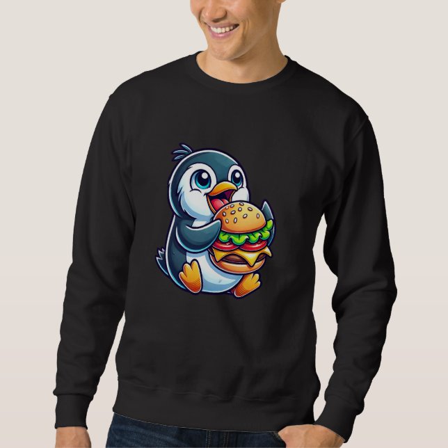 Moletom Arte Rápida de Comida Bela Chibi Penguin Burger (Frente)