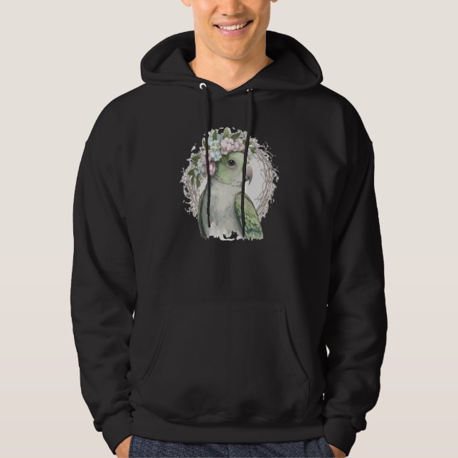 Moletom Artistic Monk Parakeet Quaker Parrot Bird Flower C (Frente)