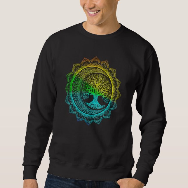 Moletom Árvore Da Vida Fases Da Lua Crescente Mandala Flor (Frente)