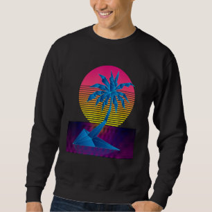Moletom Árvore de Palma de Arte Digital Vaporwave & Sunset