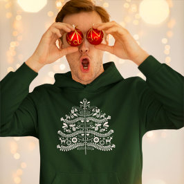 Moletom Árvore Nórdica de Natal da Escandinávia Branca