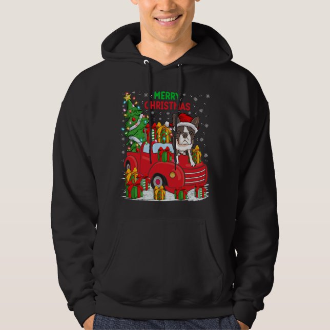 Moletom Árvore Red Truck Lighting Boston Terrier Dog Ch (Frente)